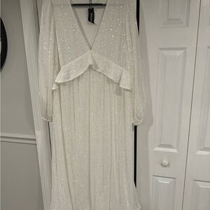 Elegant White Sequin Dress